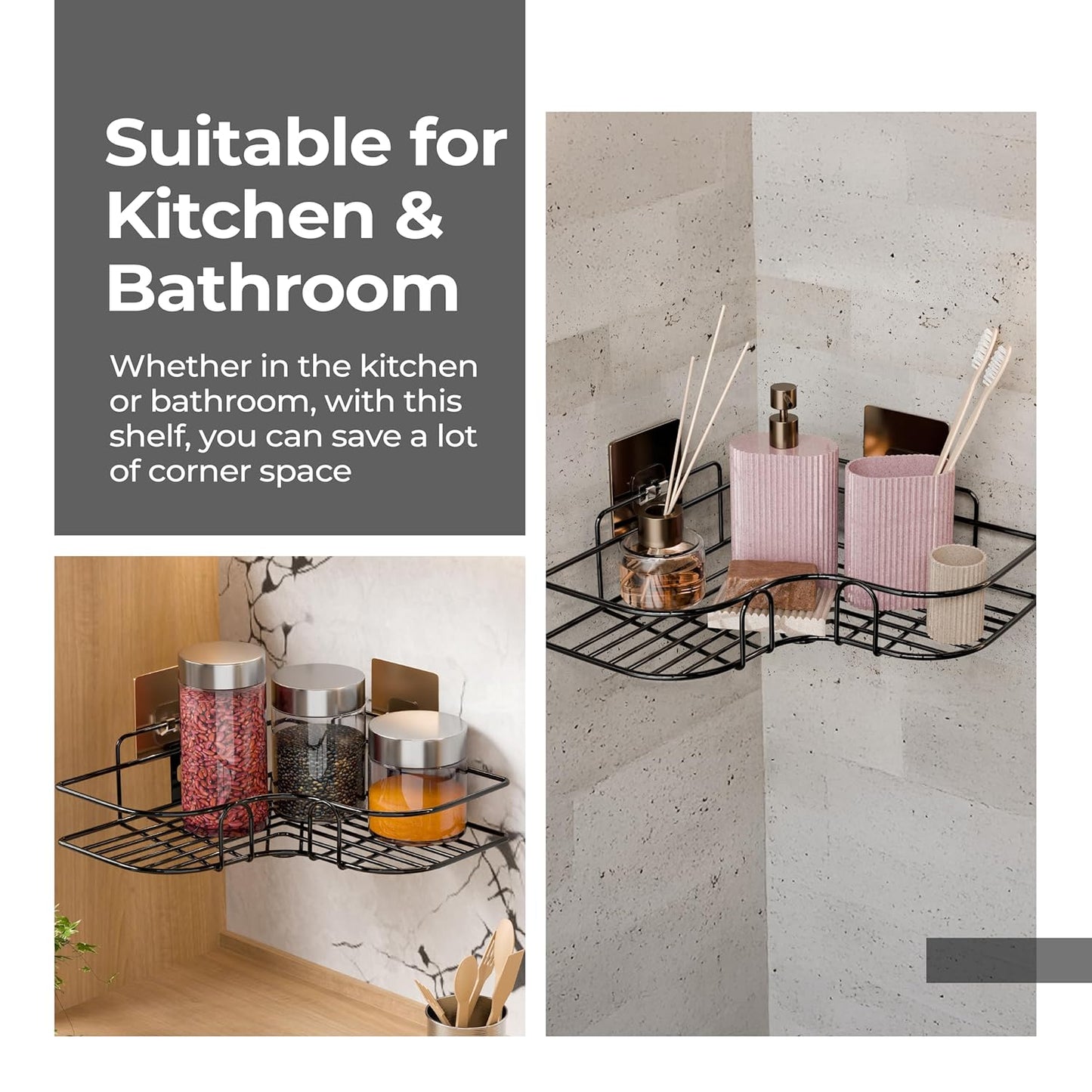 Metal Corner Shelf Self Adhesive