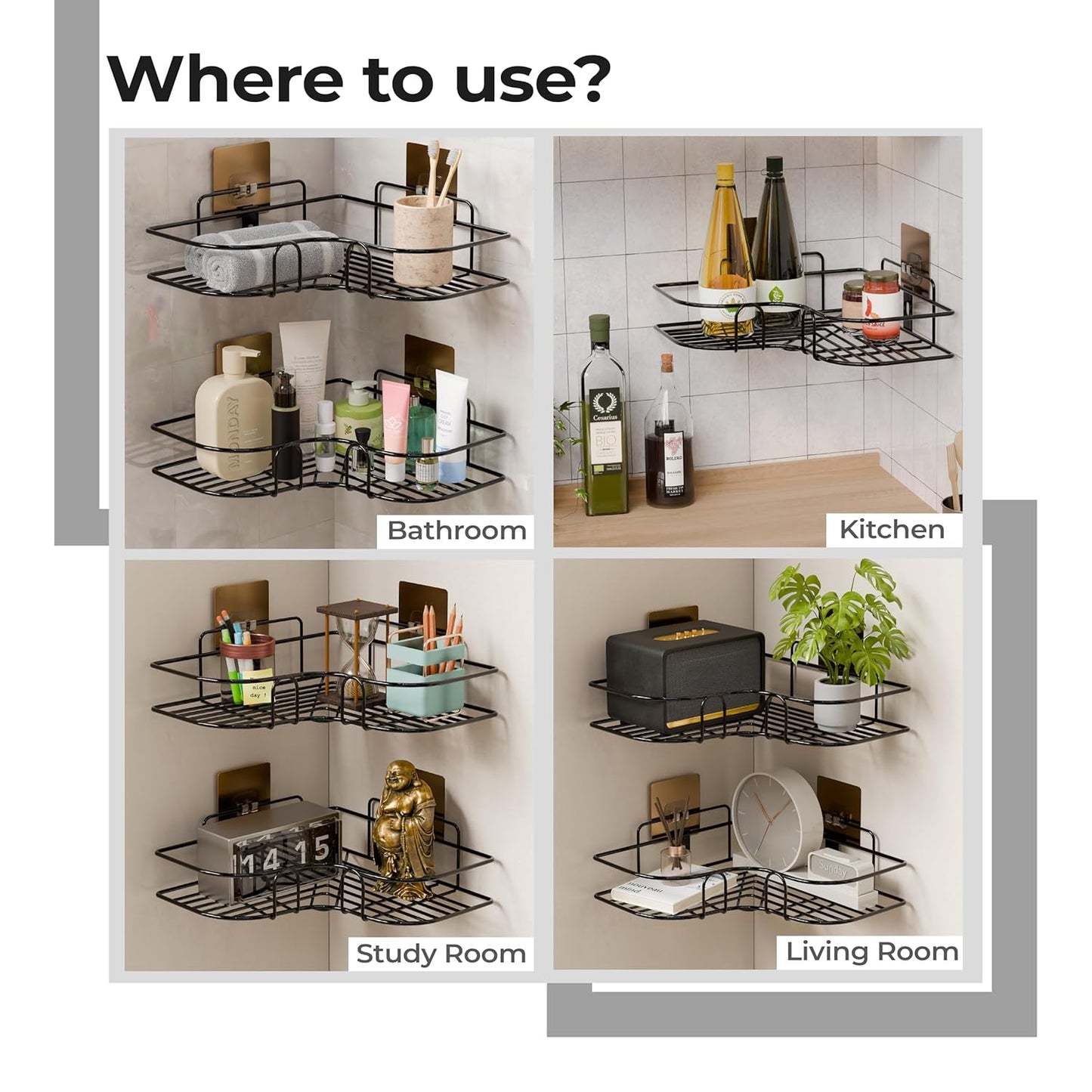 Metal  Corner Shelf - Self Adhesive